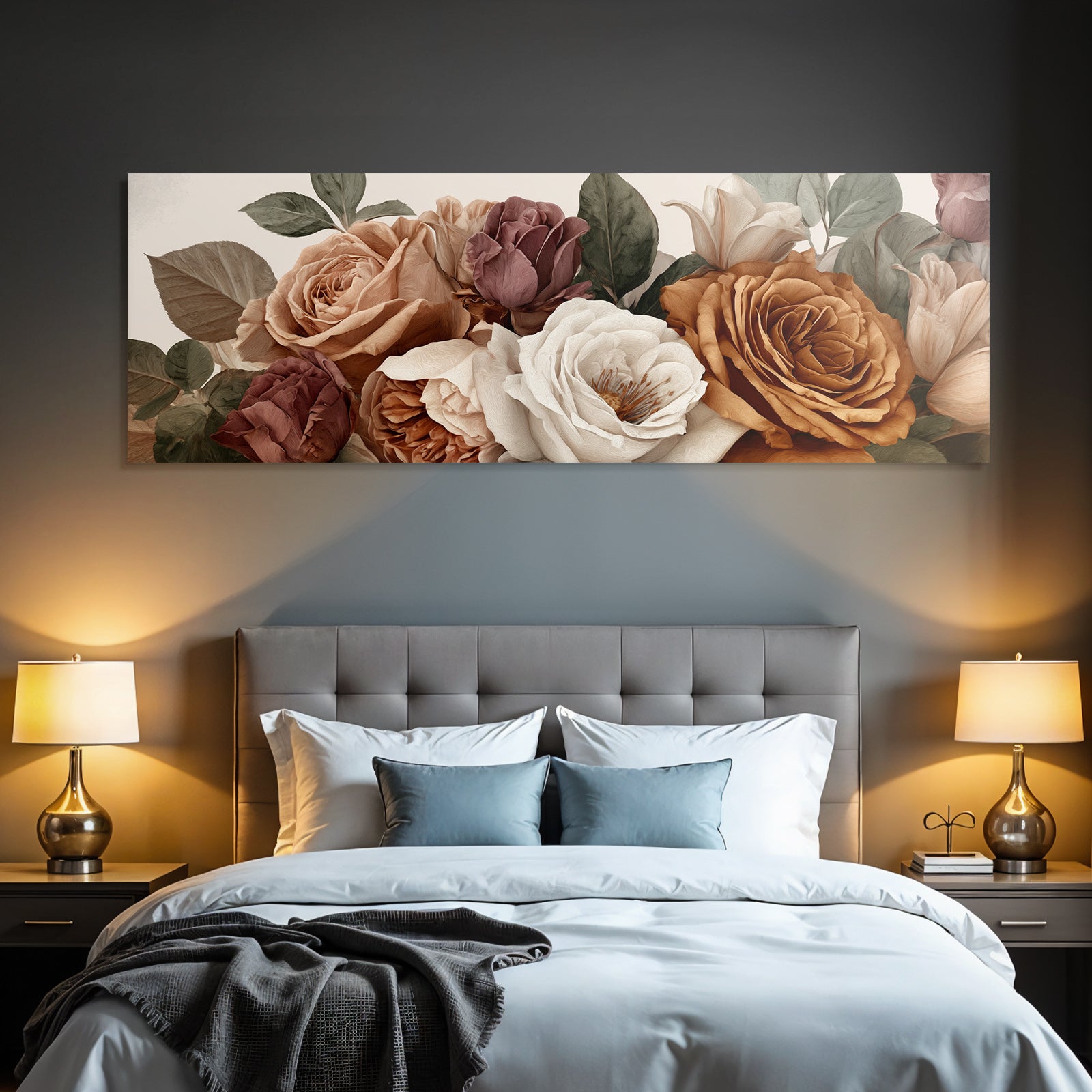 Sanftes Rosengesteck Mit Blättern In Beige Creme Terrakotta Und Mauve Im Malerischen Stil