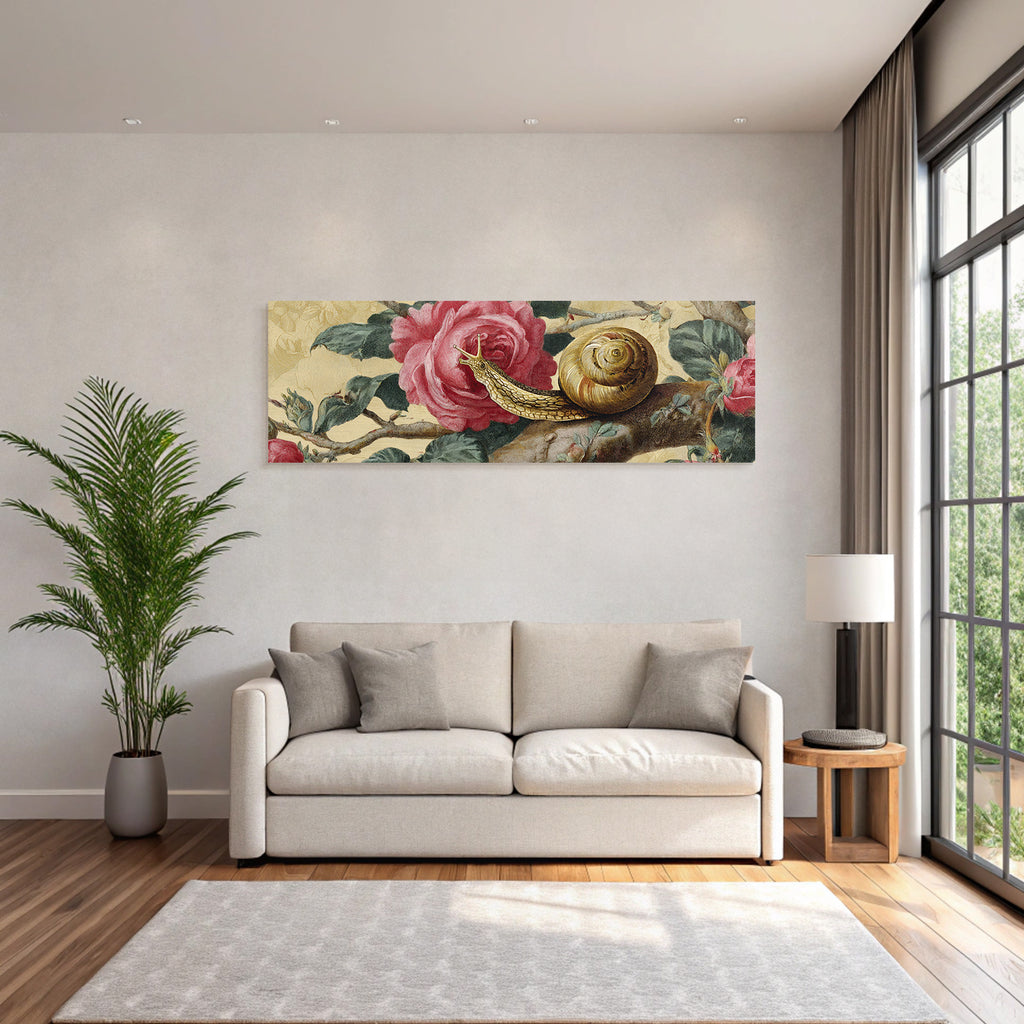 Schnecke Und Rosen Mit Grünen Pflanzen