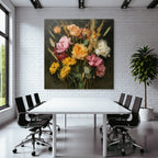 Trocken Retro Flowers Strauss Verschiedene Rosen Vibrante Farben Kunststil