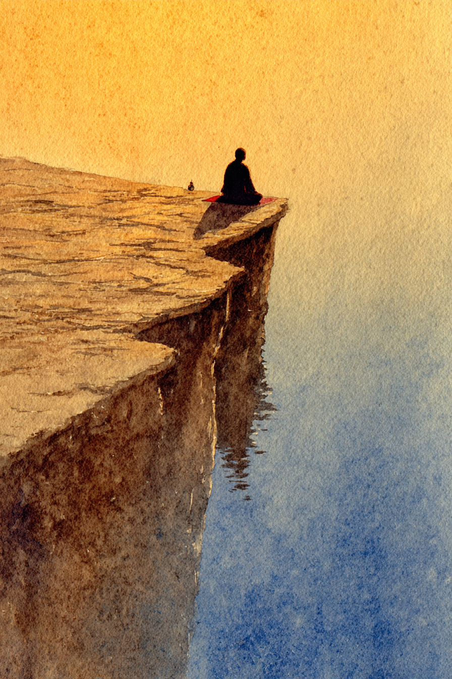 Yoga Meditation Meditierender Mensch Am Felsen Über Wasser Sonnenaufgang Sunset | Yoga und Meditation | Themen und Hobbys