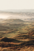 Scenic Landscape Rolling Hills Misty Coastal Area Dawn Dusk | Duenen und Heide | Landschaften