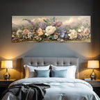 Romantische Landschaft Mit Rosen Und Tulpen Im Morgendlichen Pastelllicht