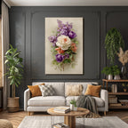 Arrangement Pfingstrosen Tulpen Flieder Und Grünes Laub