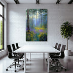 Impressionistischer Wald Mit Sonnenlicht Und Bunten