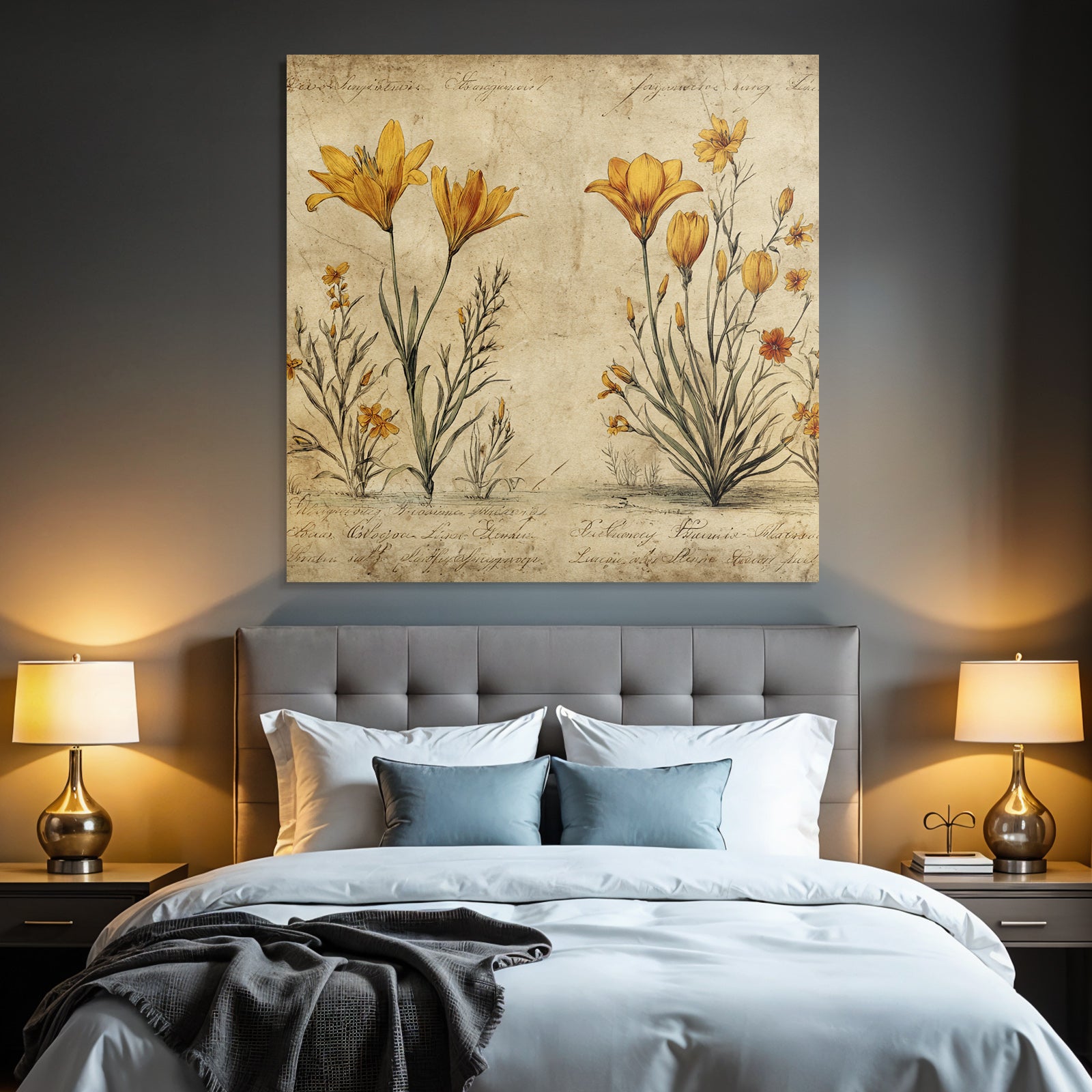 Botanische Illustration Gelbe Auf Altem Hintergrund