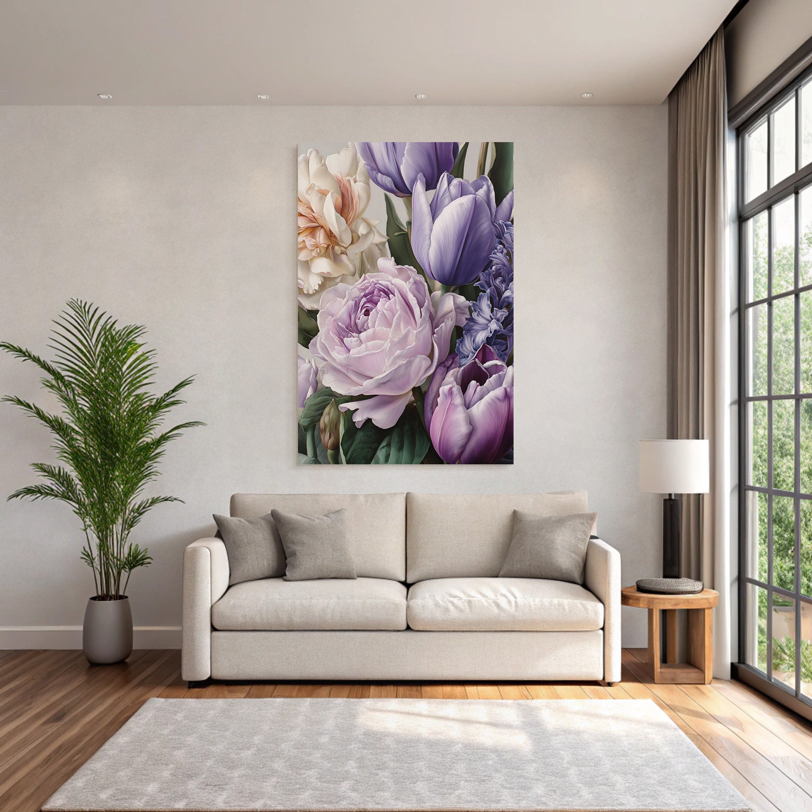 Strauss Pfingstrosen Und Tulpen In Sanften Farben