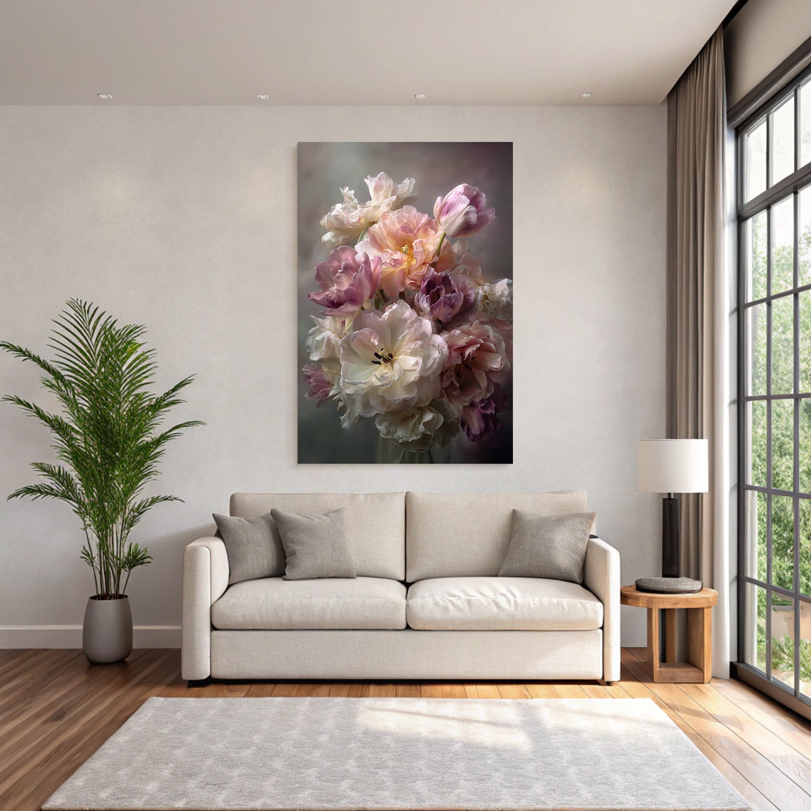 Blumiger Tulpenstrauss In Zarten Pastelltönen