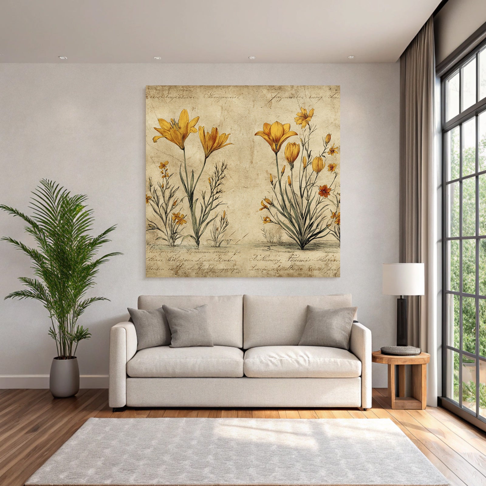 Botanische Illustration Gelbe Auf Altem Hintergrund