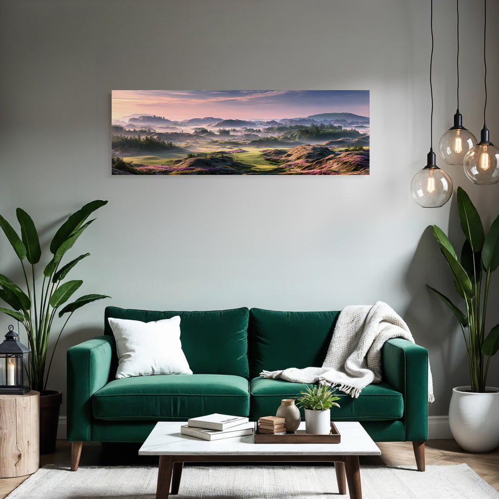 Friedliche Landlandschaft Mit Hügeln Und Blumen Morgendämmerung | Duenen und Heide | Landschaften