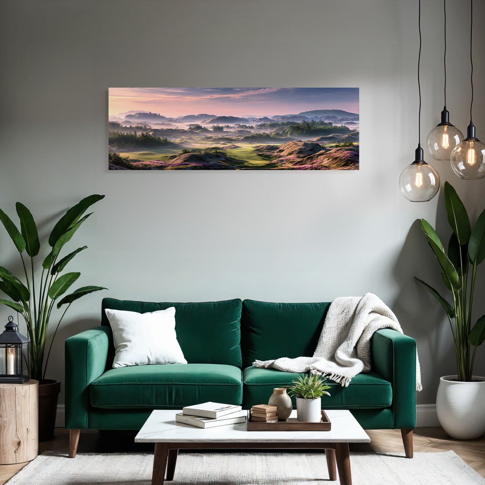 Friedliche Landlandschaft Mit Hügeln Und Blumen Morgendämmerung | Duenen und Heide | Landschaften
