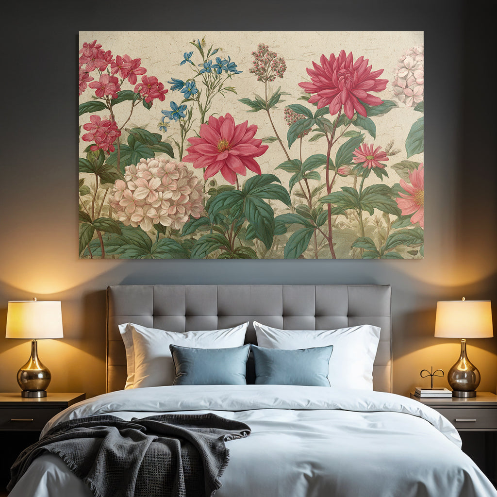 Botanische Illustration Farbenfrohe Blüten Wunderschone
