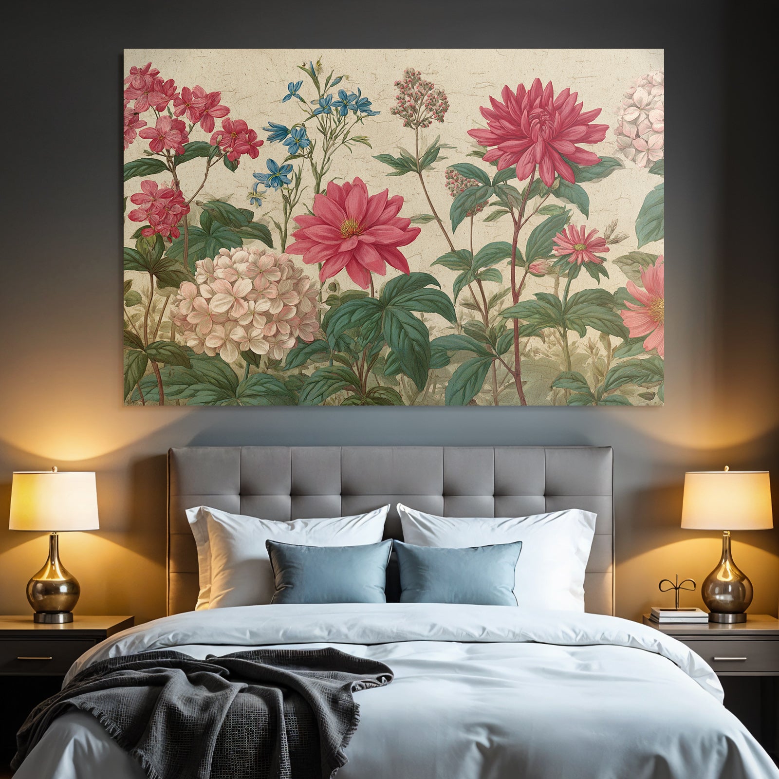 Botanische Illustration Farbenfrohe Blüten Wunderschone
