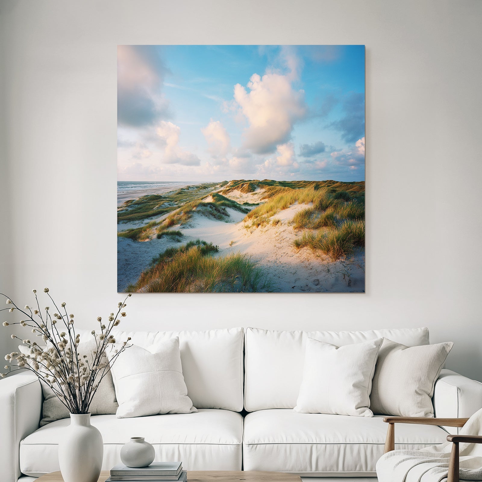 Ruhige Landschaft Sanddünen Mit Gras Und Meer Himmel | Duenen und Heide | Landschaften