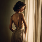 Elegantes Kleid Vor Dem Fenster Mit Weichem Licht Sophistizierte Porträtaufnahme | Aktkunst und Sinnlichkeit | Menschen und Emotionen