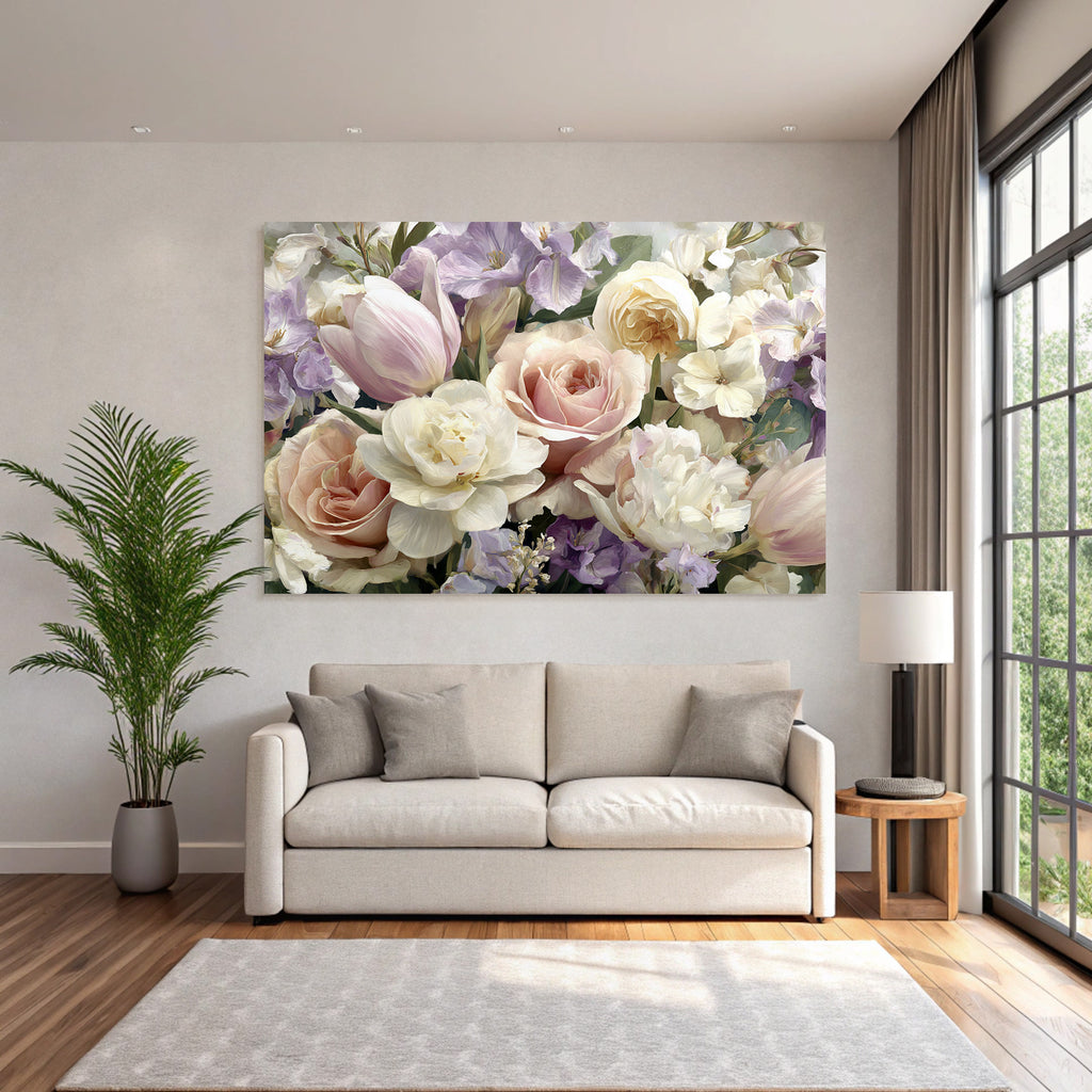 Gesteck Tulpen Und Rosen In Pastellfarben