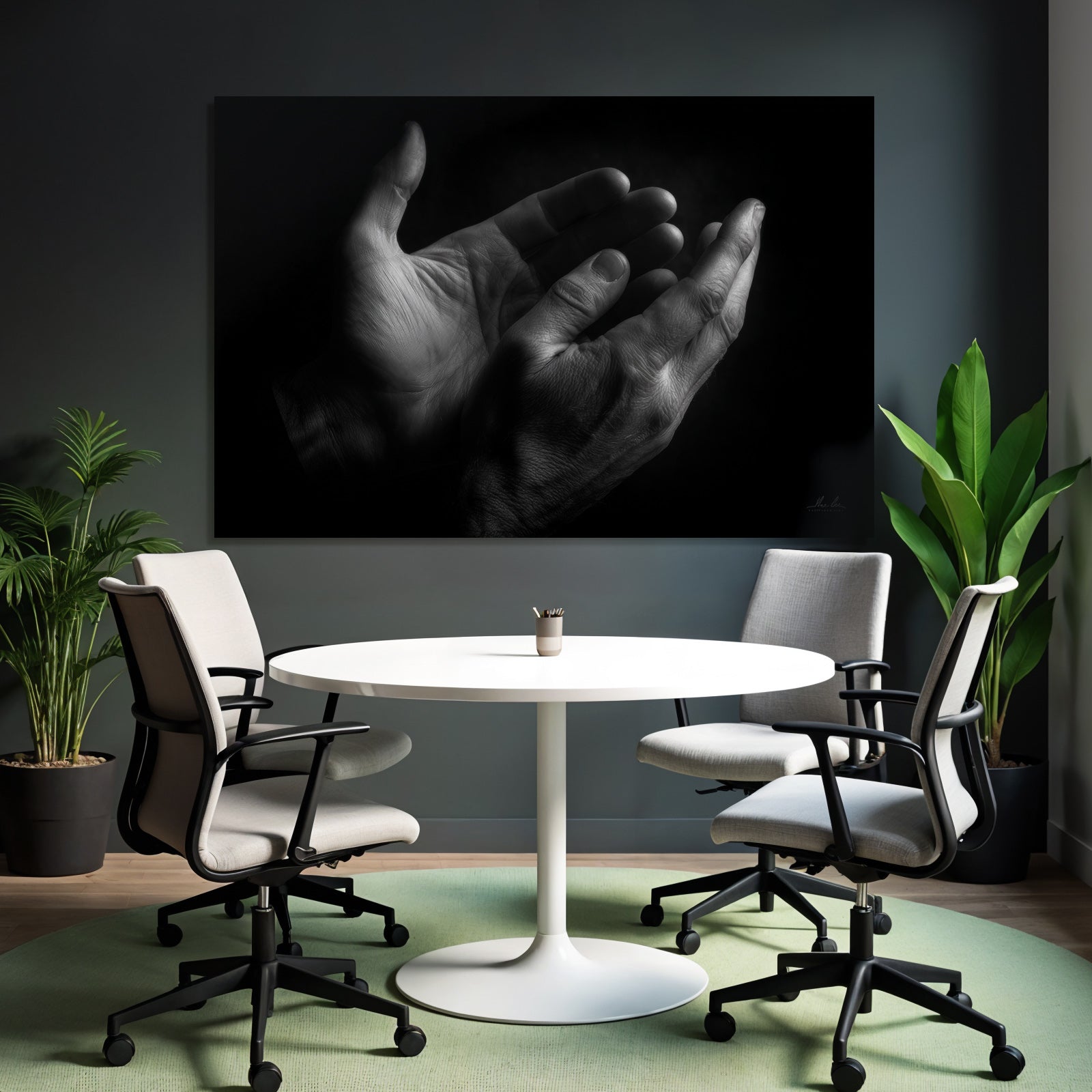 Offene Hände Kunstwerk Schwarz Weiss Dramatisch | Haende und Gestik | Menschen und Emotionen