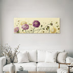 Botanische Illustration Detailreiche Blüten Verschiedene Farben Beige Hintergrund
