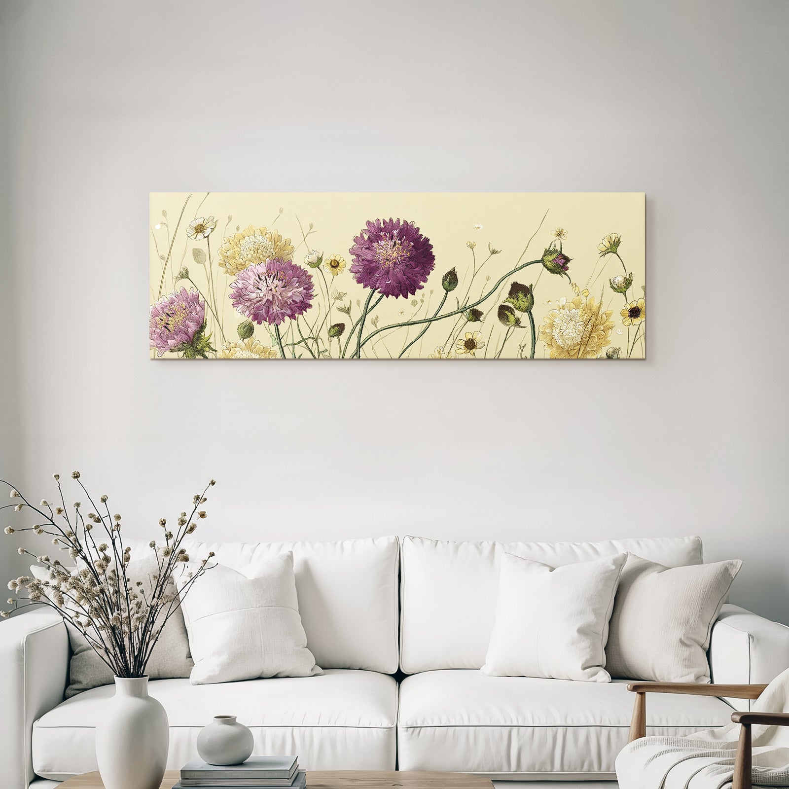 Botanische Illustration Detailreiche Blüten Verschiedene Farben Beige Hintergrund