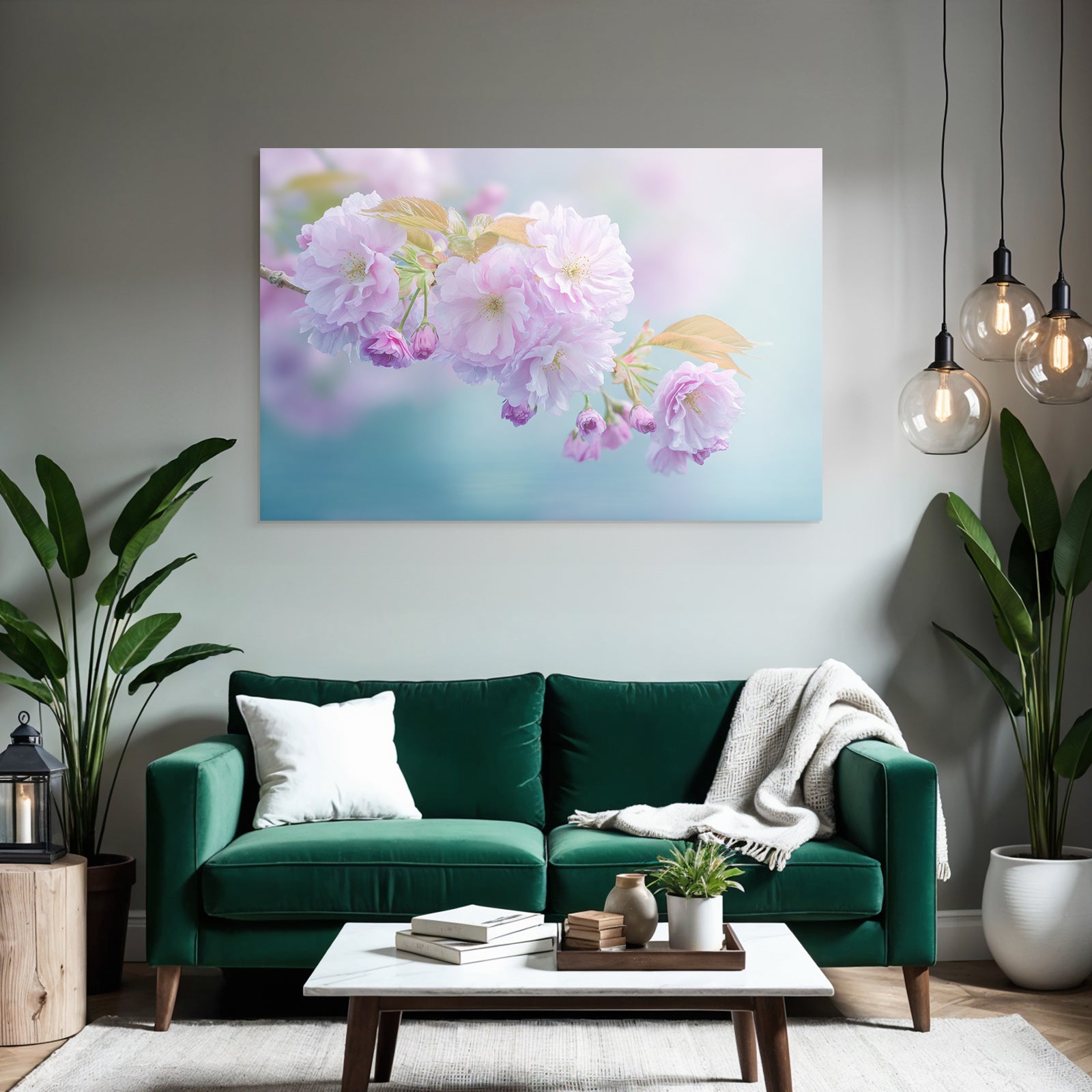 Zweig Mit Zarten Kirschblüten Und Jungen Blütenknospen