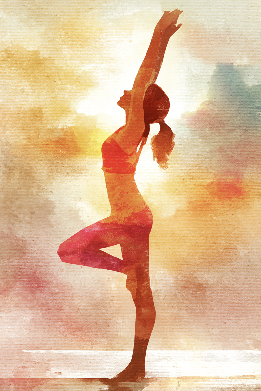 Yoga Meditation Yoga Pose In Kreativem Hintergrund Wasserfarbenmalerei | Yoga und Meditation | Themen und Hobbys