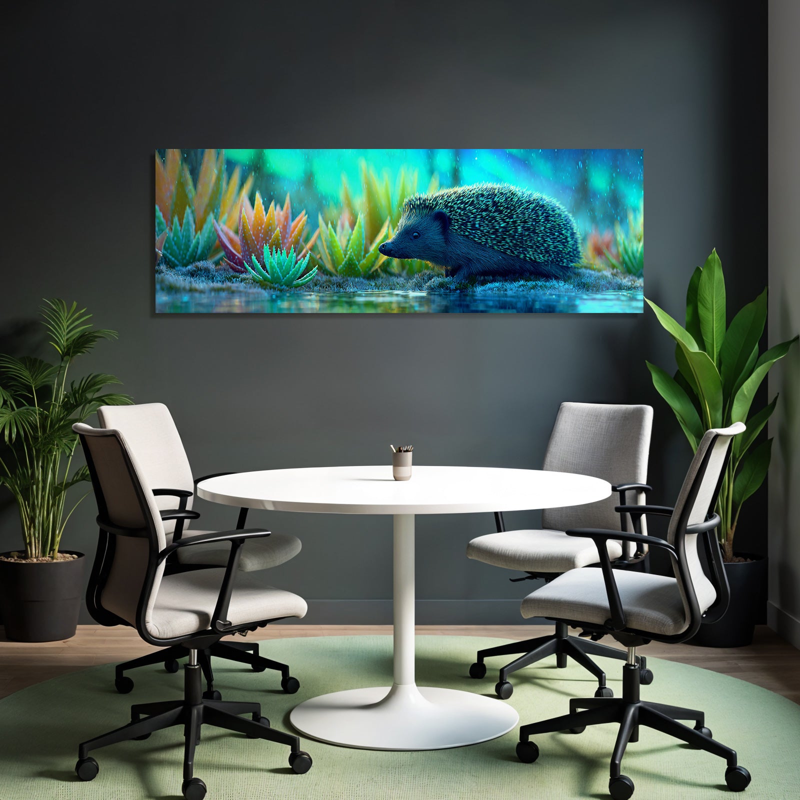 Polarlicht Hedgehog In Vibrant Colorful Landscape Mit Sukkulenten Regnerischem Atmosphare | Fjorde und Gletscher | Landschaften