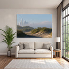 Ruhige Landschaft Sanddünen Und Futuristische Stadt Skyline | Duenen und Heide | Landschaften
