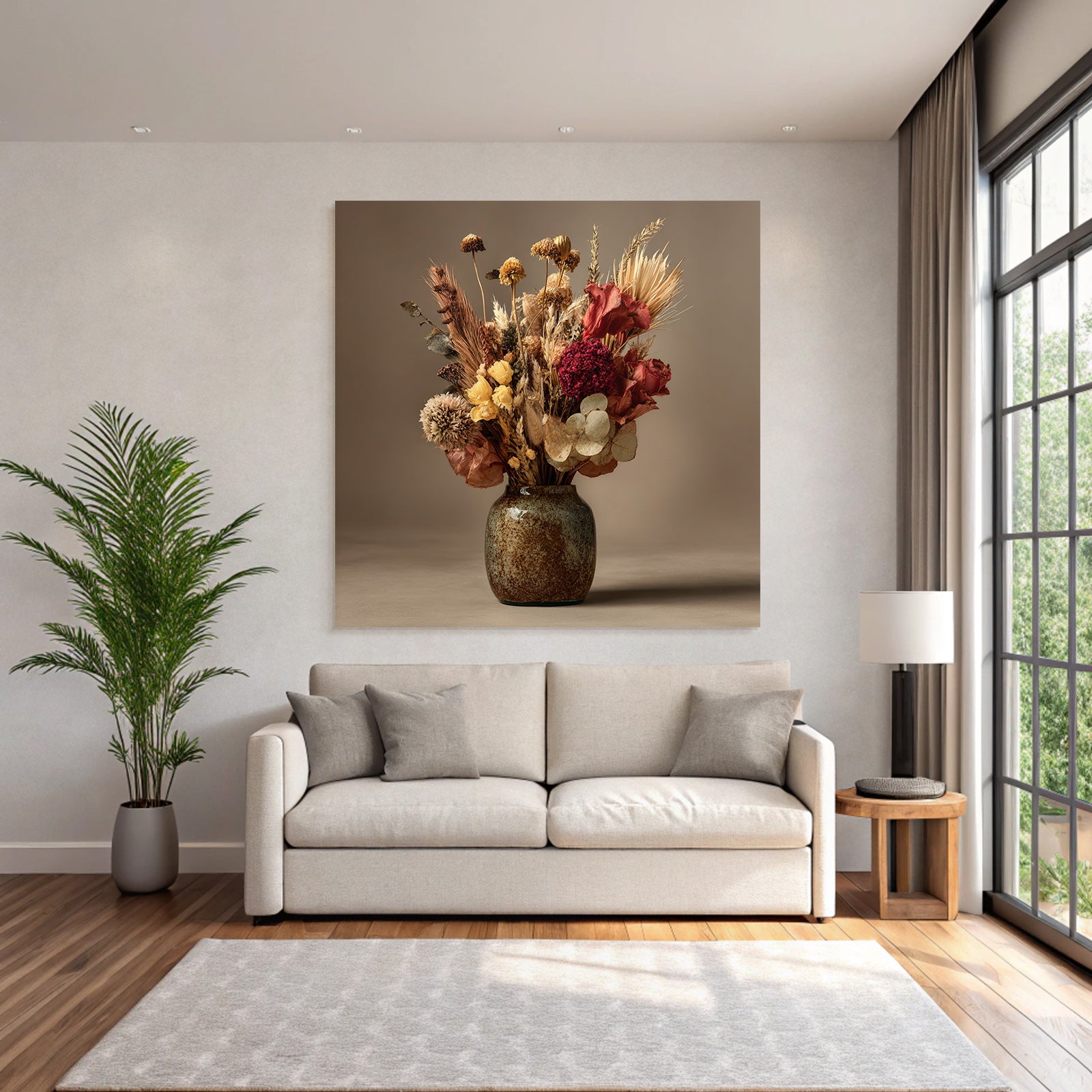 Trocken Retro Flowers Getrocknete In Vase Dekorative Anordnung Warme Farben