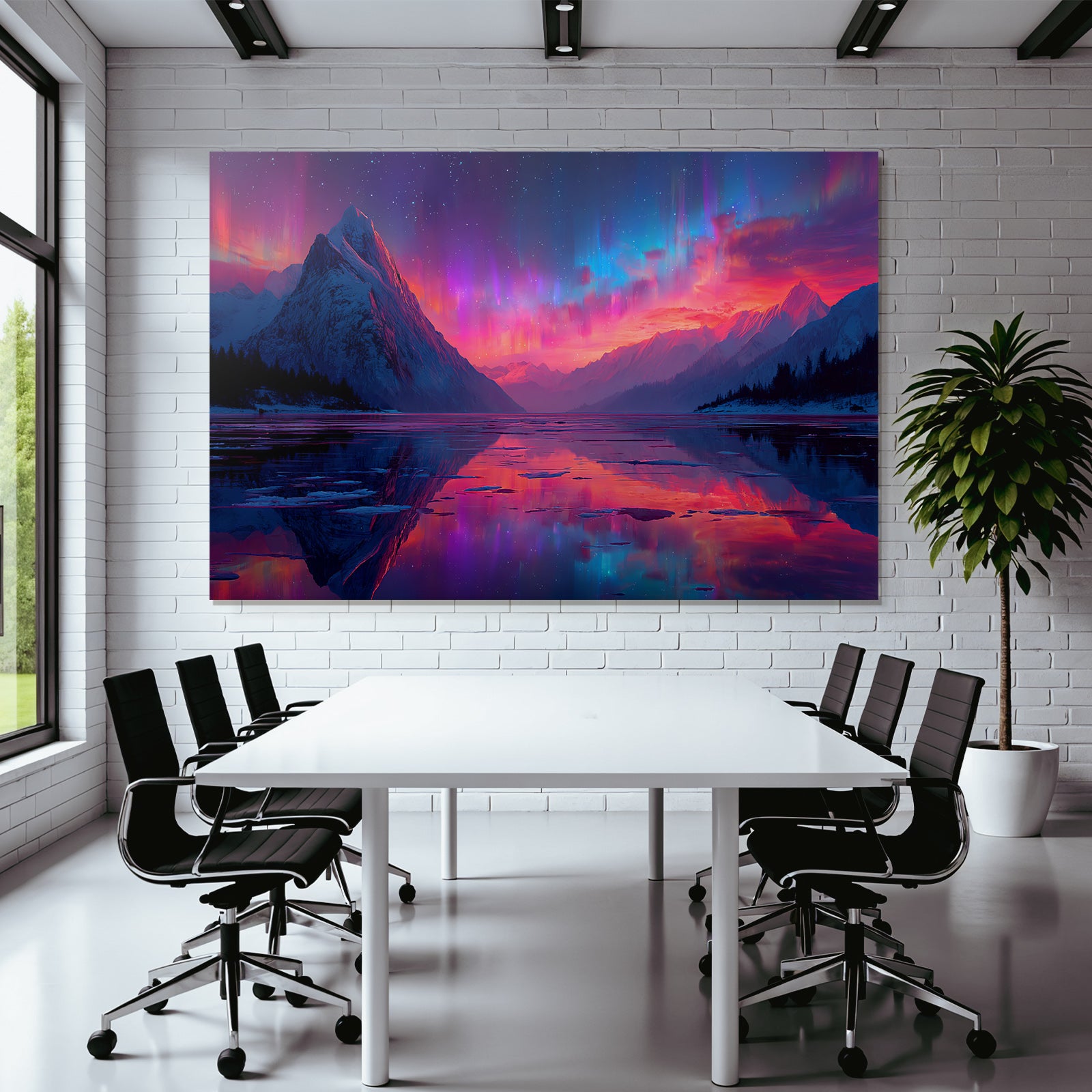 Polarlicht Schneebedeckte Berge Und Auroren Reflektiertes Wasser Twilight Szenen | Fjorde und Gletscher | Landschaften