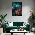 Polarlicht Dramatische Berge Northern Lights Stimmungsvolle Landschaft | Fjorde und Gletscher | Landschaften