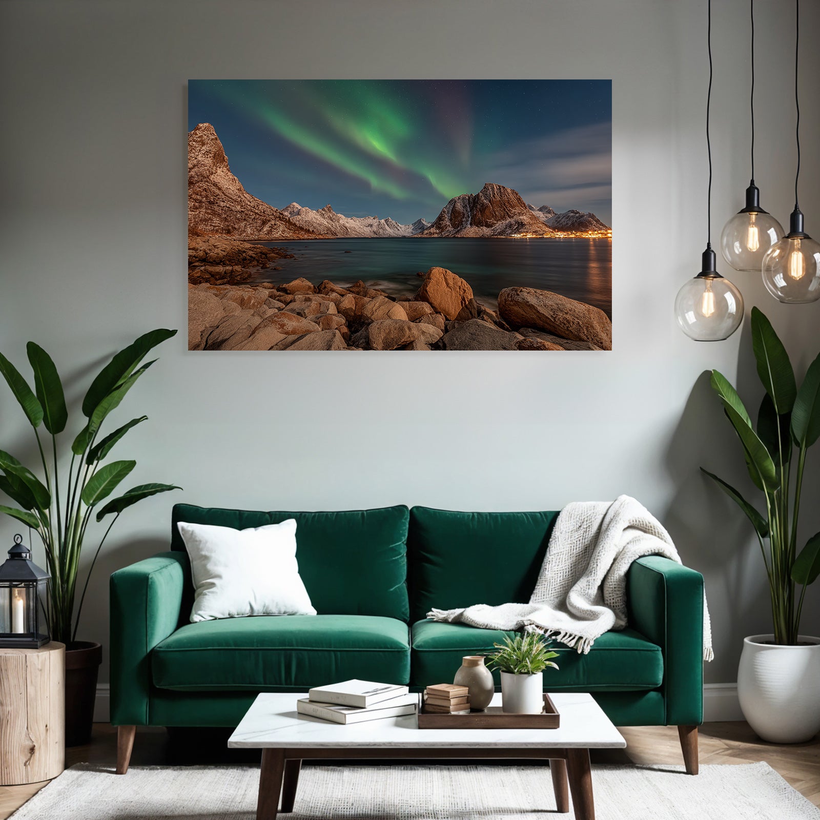 Polarlicht Schöne Landschaft Mit See Und Norlicht In Den Polarregionen | Fjorde und Gletscher | Landschaften