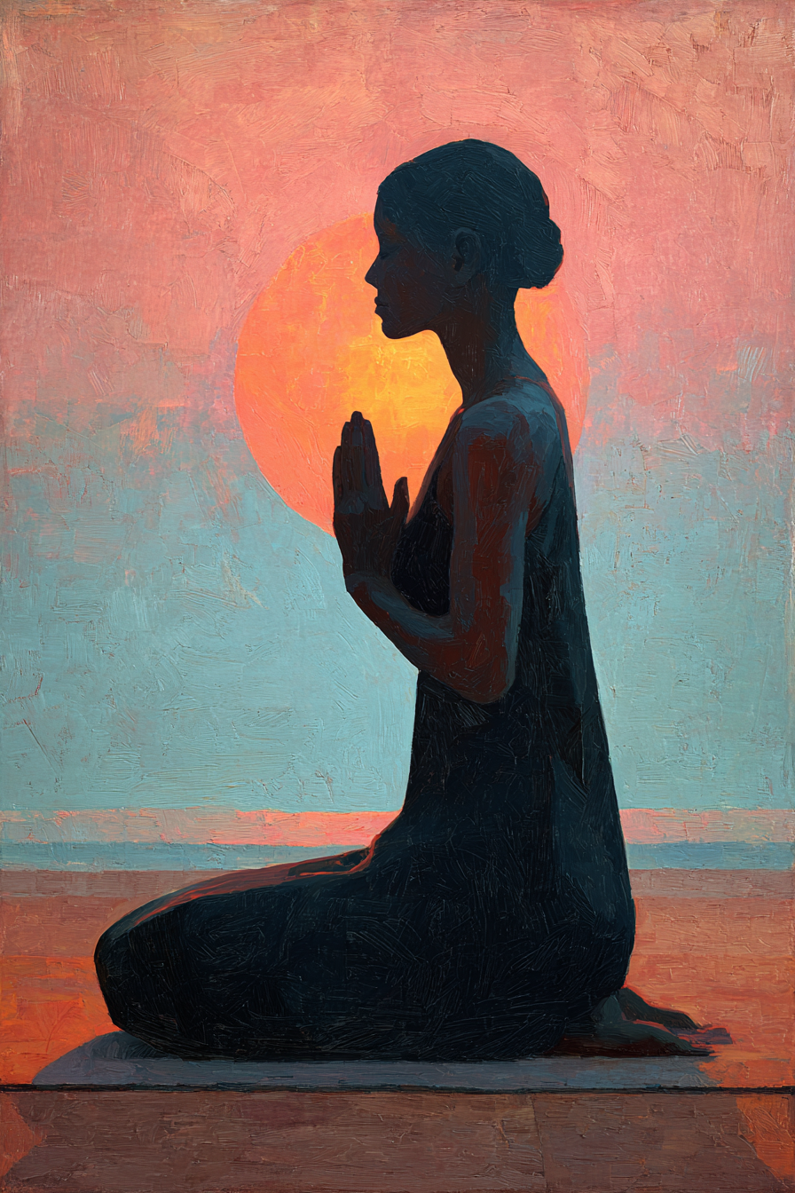 Yoga Meditation Meditative Pose With Sunset Silhoütte | Yoga und Meditation | Themen und Hobbys