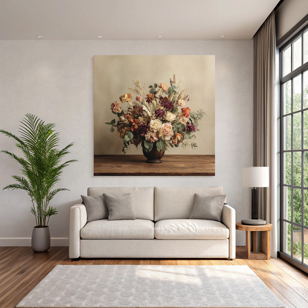 Trocken Retro Flowers Getrocknete Strauss In Holzvase Rustikal Elegant