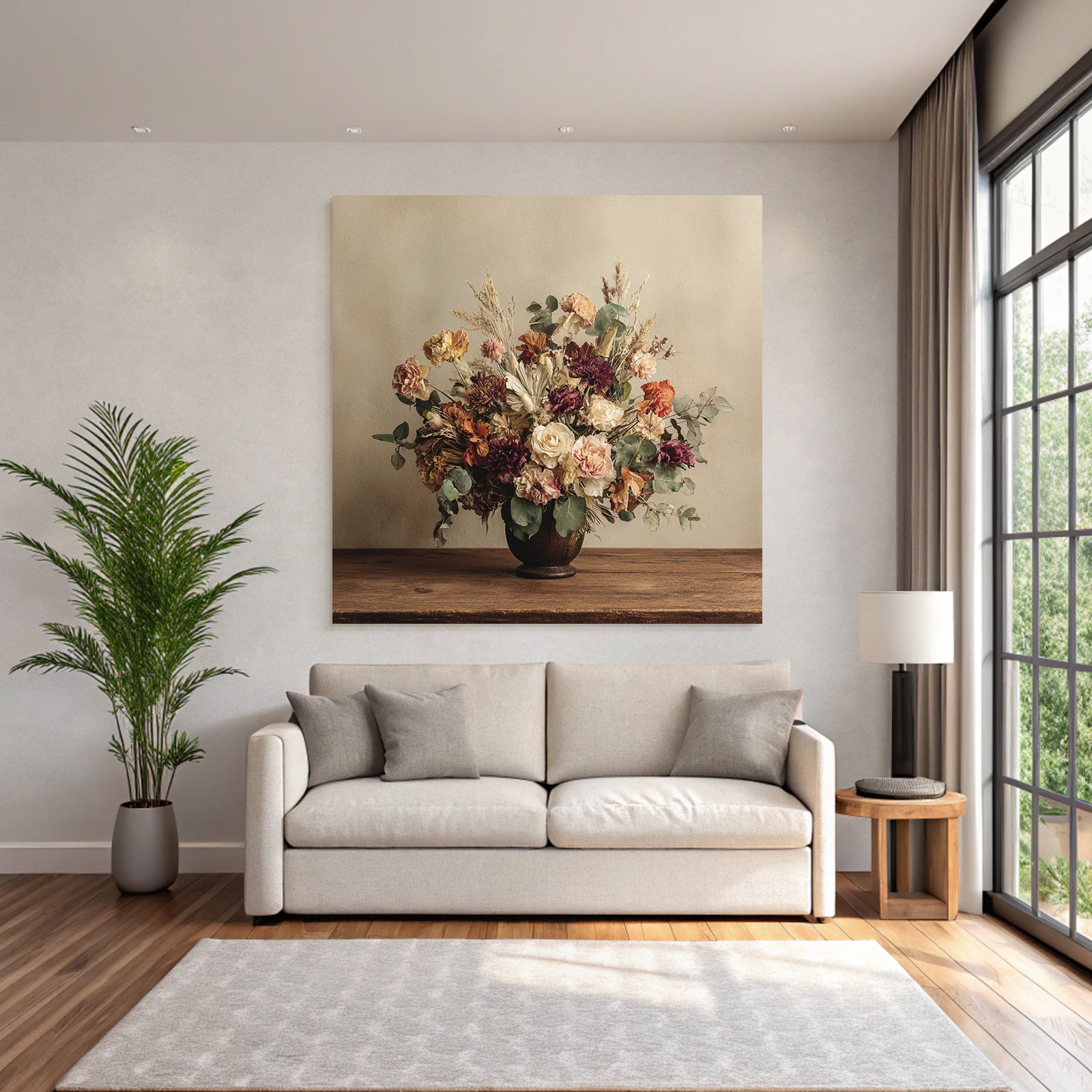 Trocken Retro Flowers Getrocknete Strauss In Holzvase Rustikal Elegant