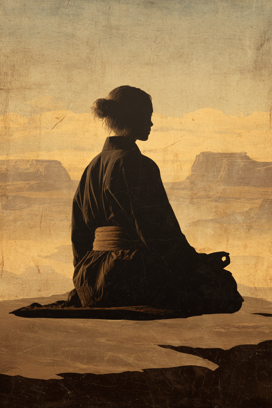 Yoga Meditation Meditierender Mensch In Der Natur Vintage Stil | Yoga und Meditation | Themen und Hobbys