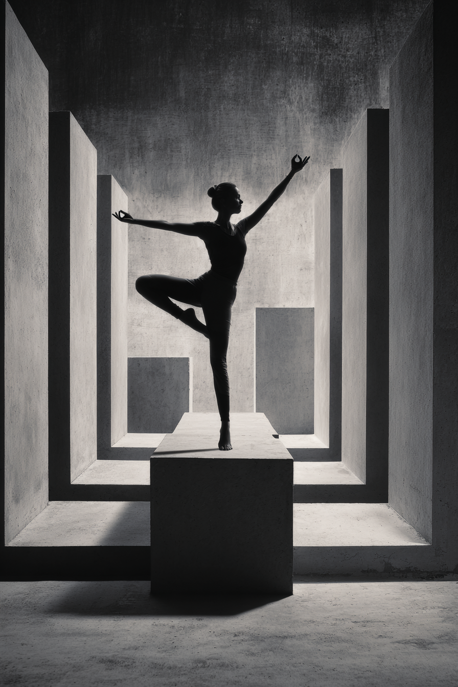Yoga Meditation Tänzer In Der Pose Vor Abstraktem Architektur Hintergrund | Yoga und Meditation | Themen und Hobbys