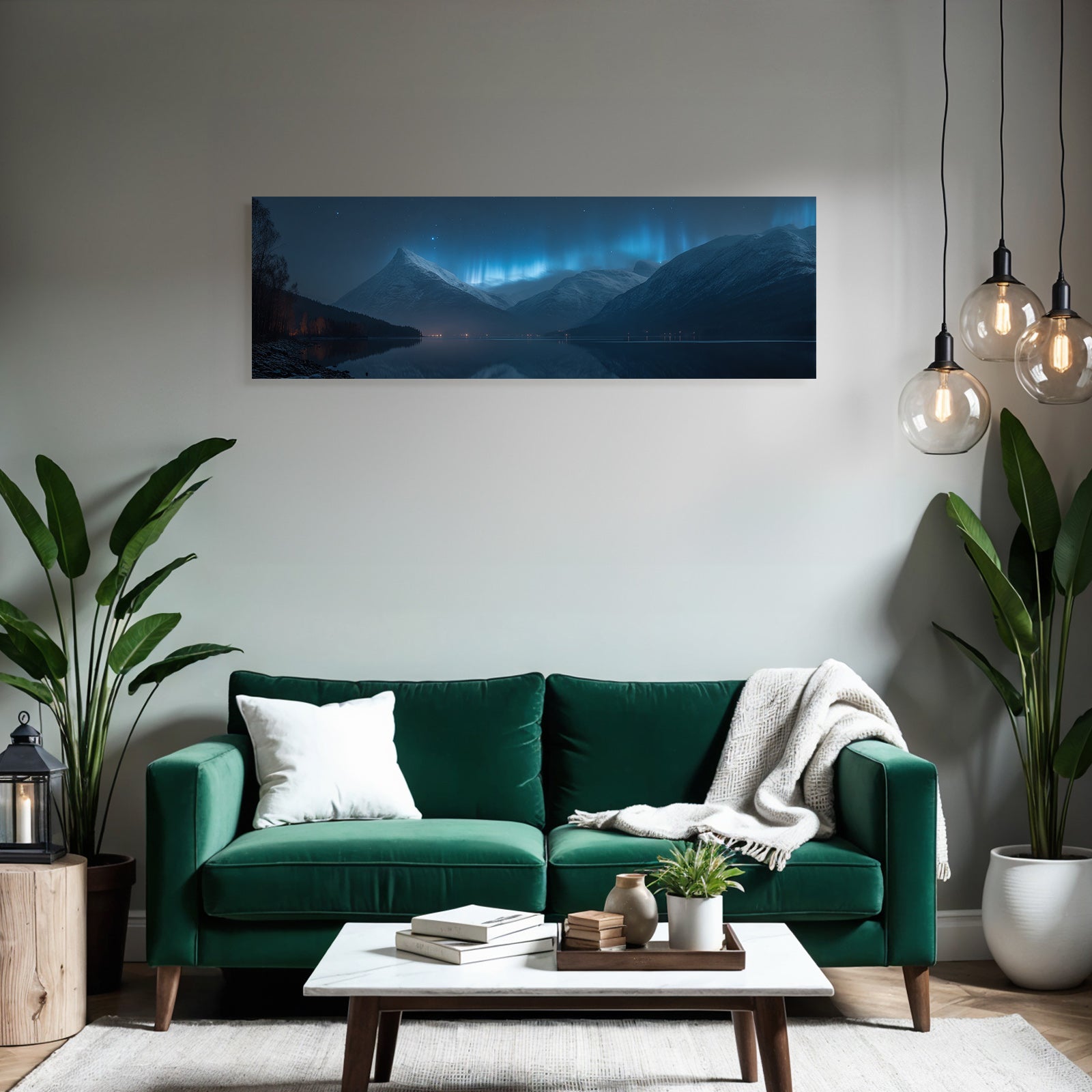 Polarlicht Nachtlandschaft Mit Aurora Borealis Und Reflexion Im Wasser | Fjorde und Gletscher | Landschaften