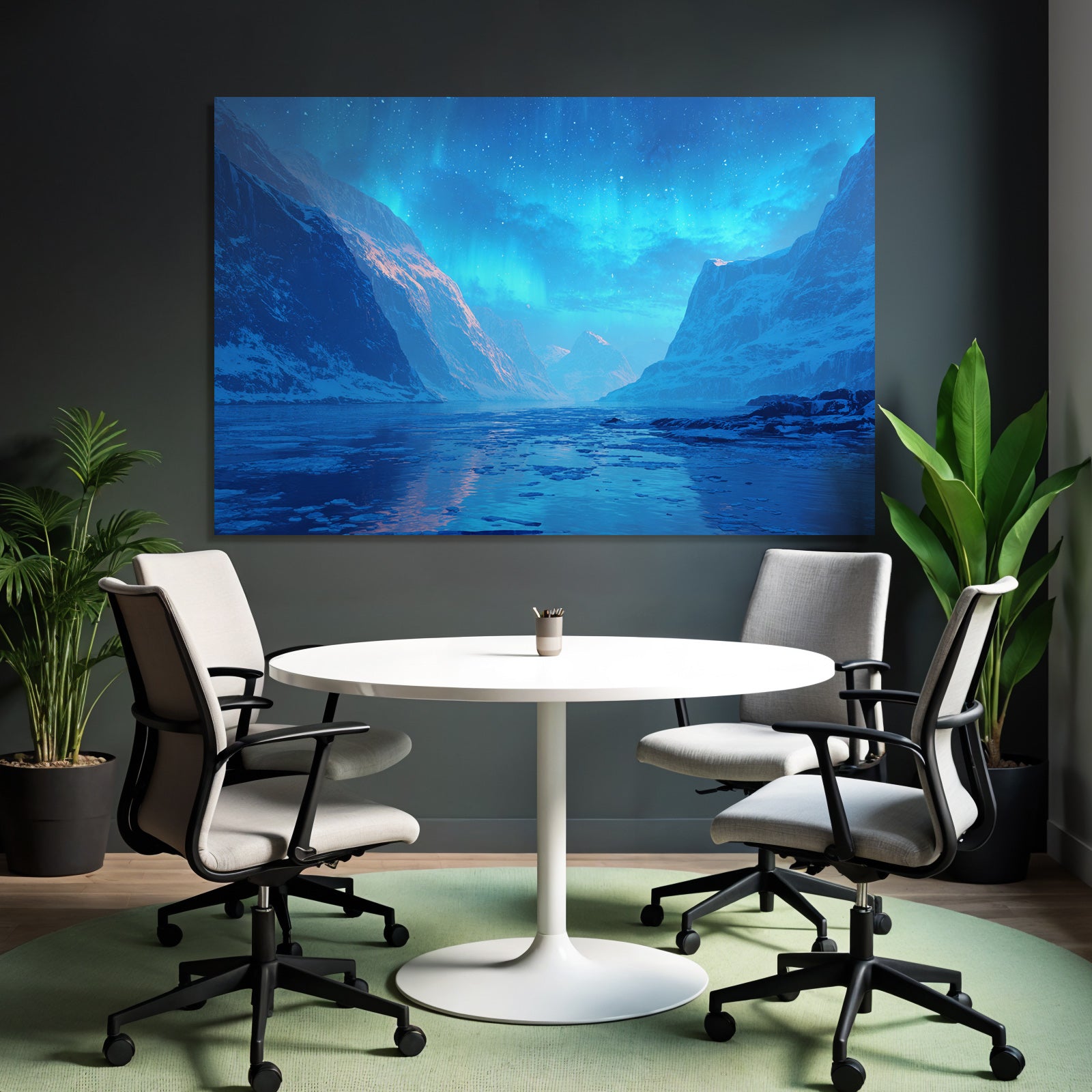 Polarlicht Frozen Wilderness Nachtlandschaft Aurora Borealis Schneebedeckte Berge | Fjorde und Gletscher | Landschaften