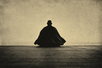 Yoga Meditation Mönch In Meditiation Auf Hintergrund Von Ruhe Und Tranquilität | Yoga und Meditation | Themen und Hobbys