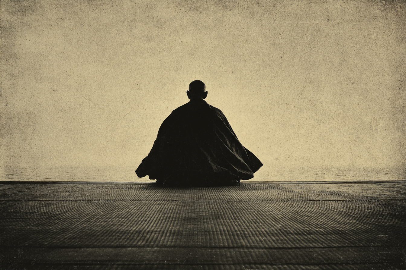 Yoga Meditation Mönch In Meditiation Auf Hintergrund Von Ruhe Und Tranquilität | Yoga und Meditation | Themen und Hobbys