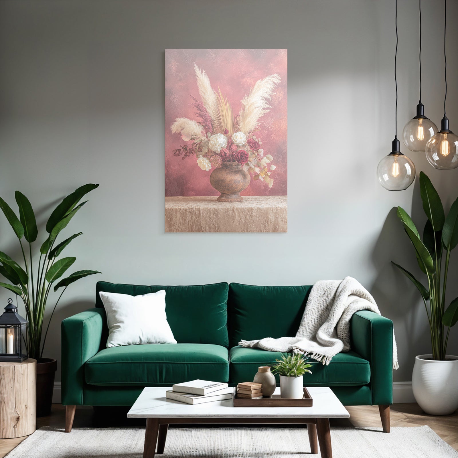 Trocken Retro Flowers Getrocknete Dekorative Anordnung In Rustikalem Vase
