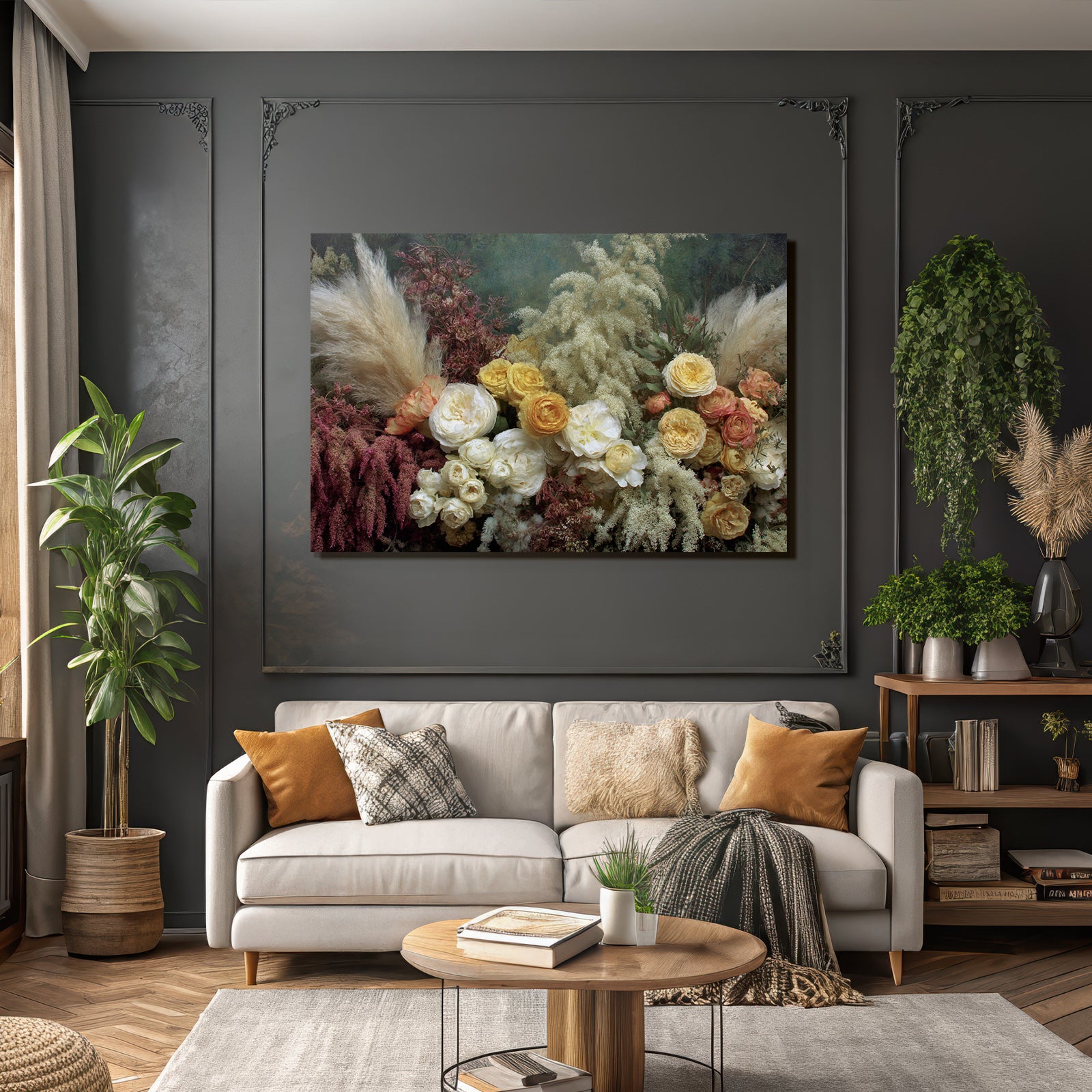 Trocken Retro Flowers Getrocknete Anordnung Mit Botanischen Elementen