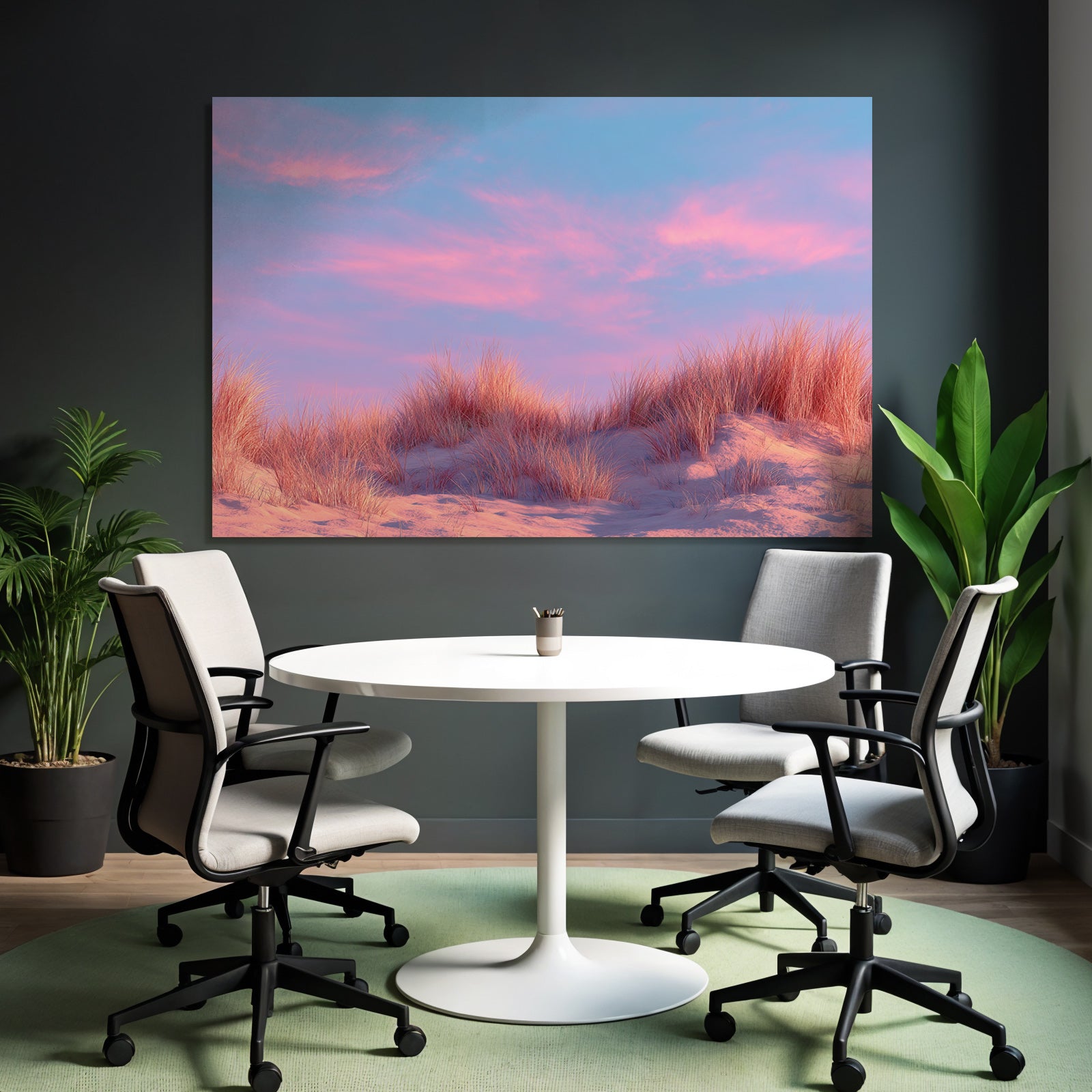 Ruhige Landschaft Gras Auf Sanddünen Mit Pastellfarbenem Himmel | Duenen und Heide | Landschaften