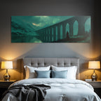 Polarlicht Digital Kunstlandschaft Mit Brücke Und Nordlichtern | Fjorde und Gletscher | Landschaften