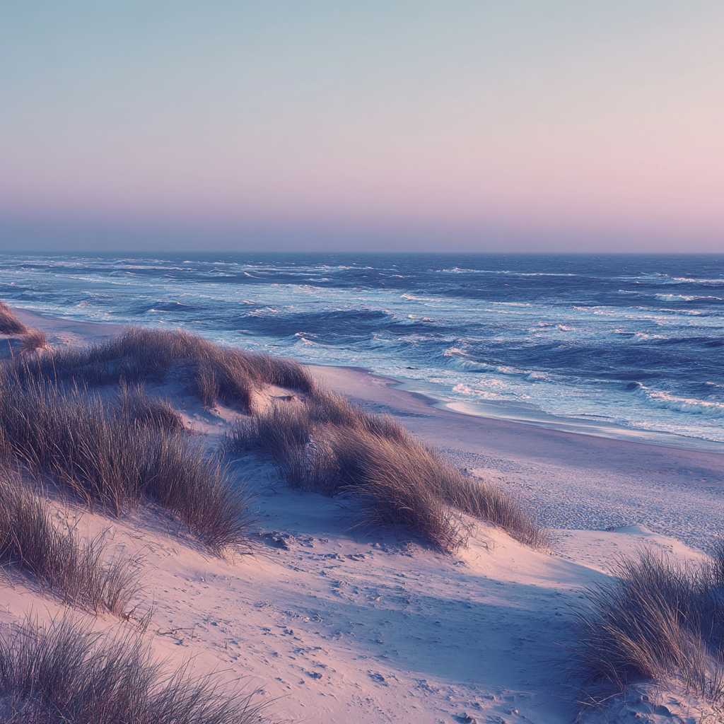Ruhige Küstenlandschaft Sanddünen Und Ozeanwellen | Duenen und Heide | Landschaften