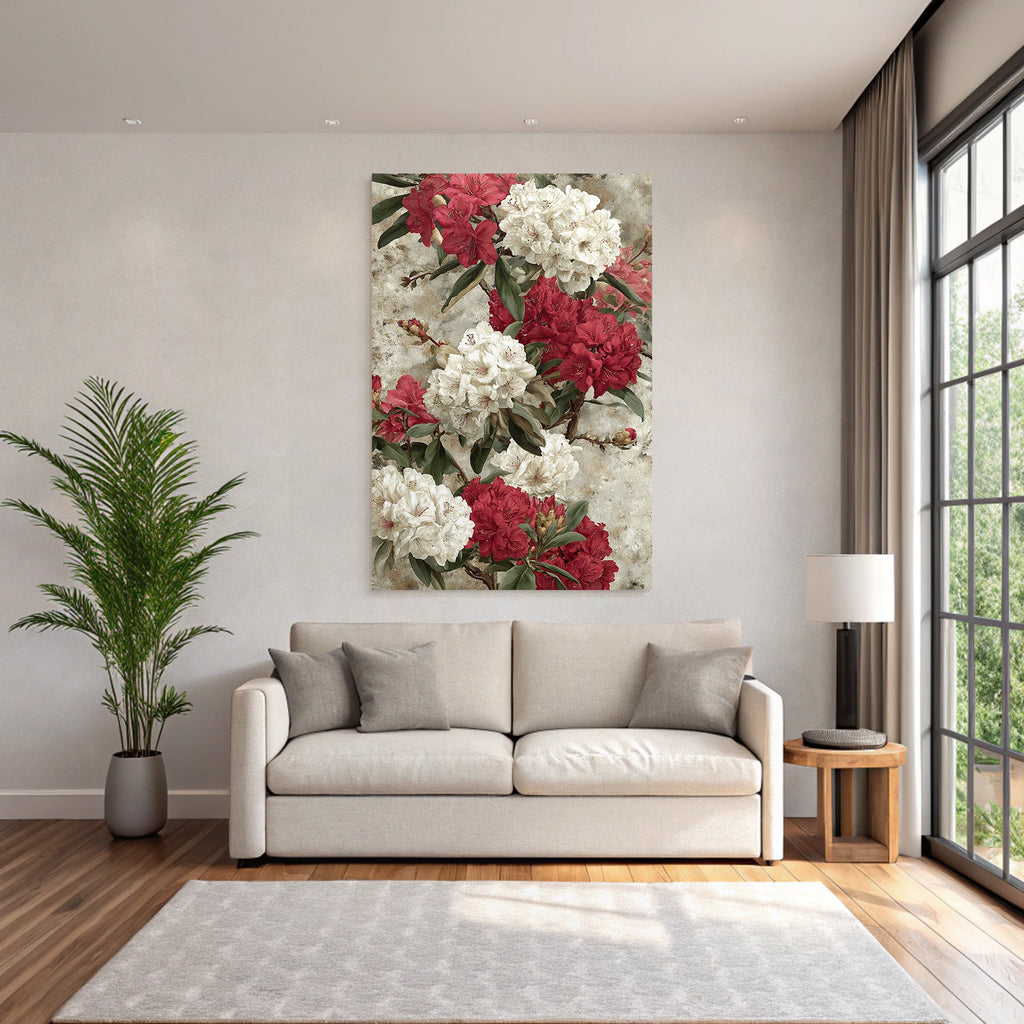 Schön Bunte Rhododendron Anordnung Mit Roten Und Weissen Blüten