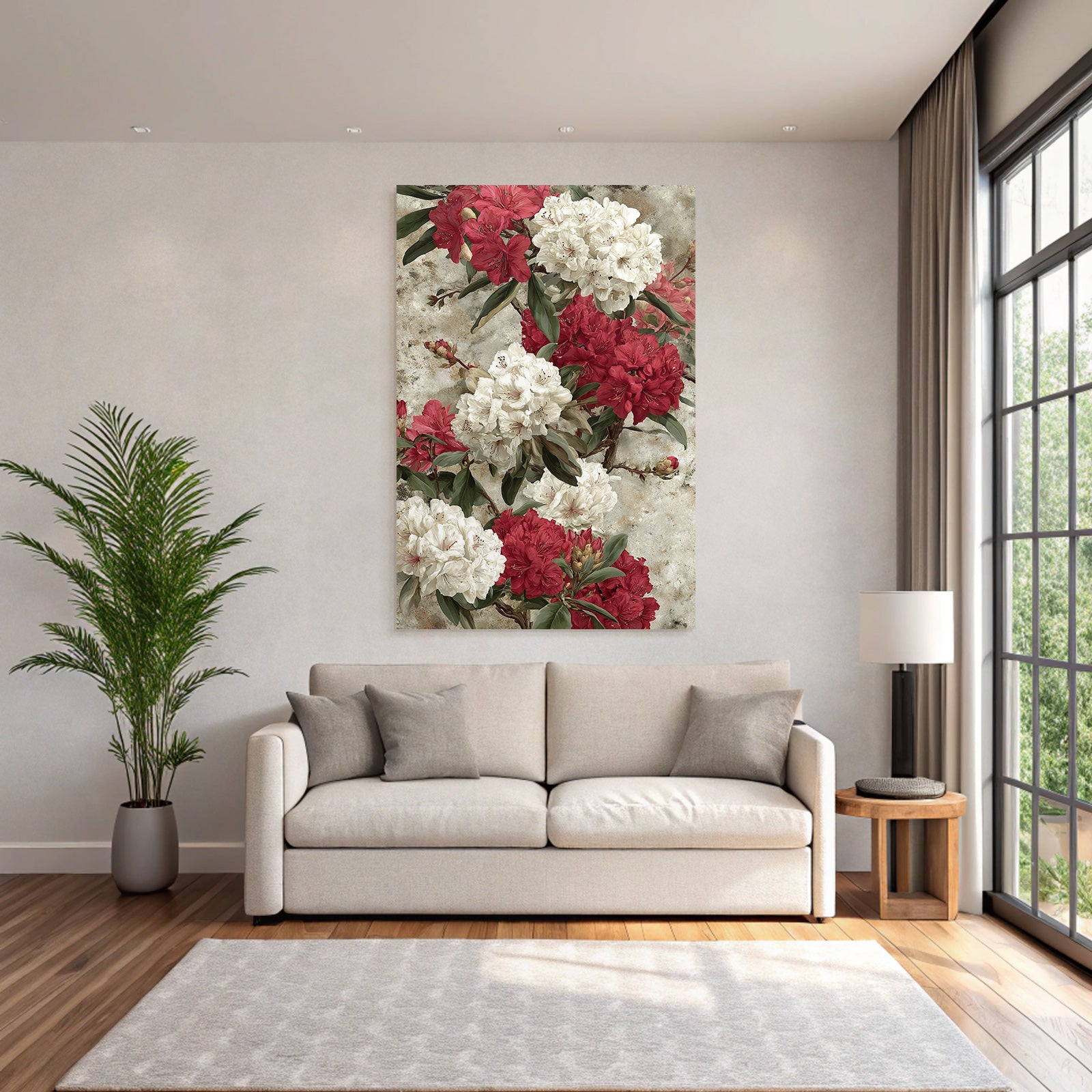 Schön Bunte Rhododendron Anordnung Mit Roten Und Weissen Blüten