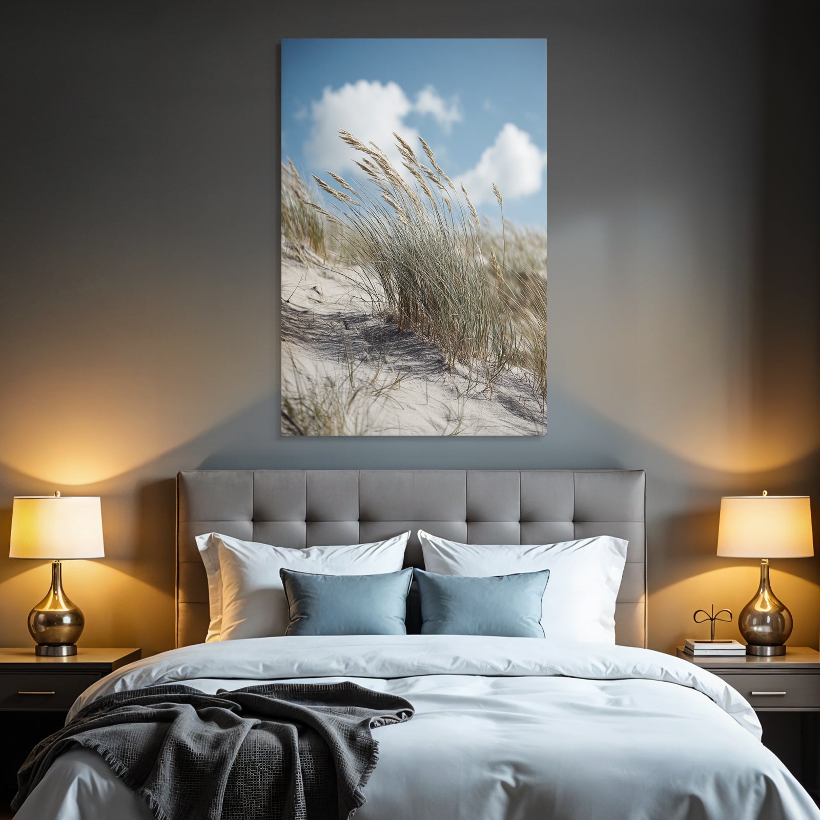 Sandlandschaft Mit Gras Im Wind Unter Blaüm Himmel | Duenen und Heide | Landschaften