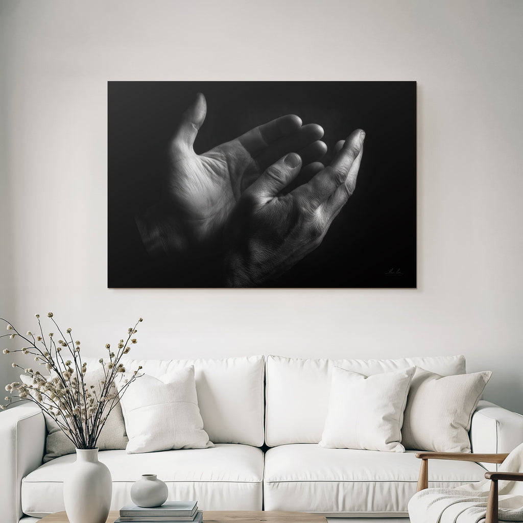 Offene Hände Kunstwerk Schwarz Weiss Dramatisch | Haende und Gestik | Menschen und Emotionen