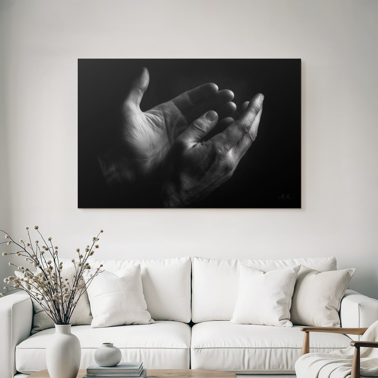 Offene Hände Kunstwerk Schwarz Weiss Dramatisch | Haende und Gestik | Menschen und Emotionen