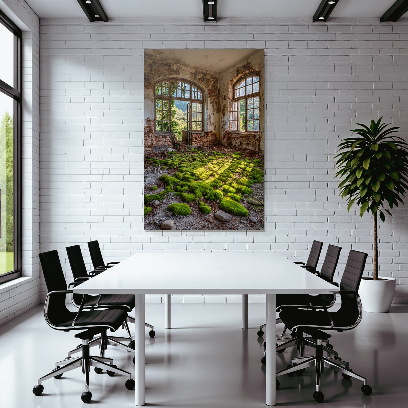 Verlassener Raum Mit Moos Und Zerfallenen Wänden | Lost Places | Architektur